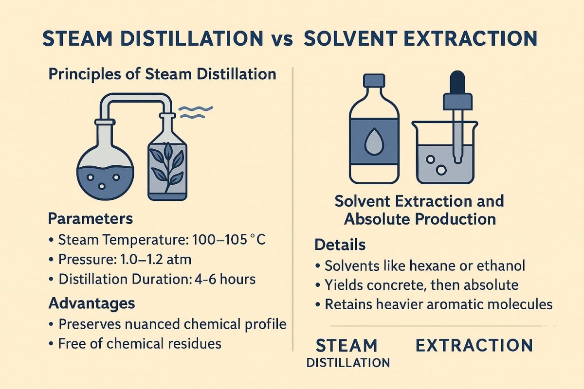 blue lotus oil extraction production steam distillation vs solvent extraction