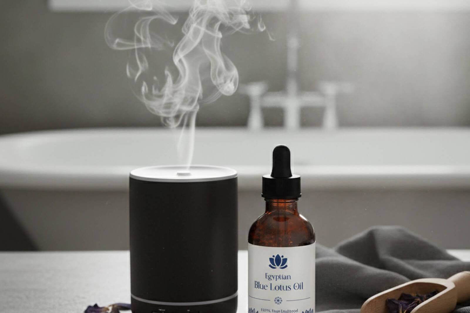 Hand-bottled Pure Egyptian Blue Lotus Essential Oil With Aromatherapy Diffuser