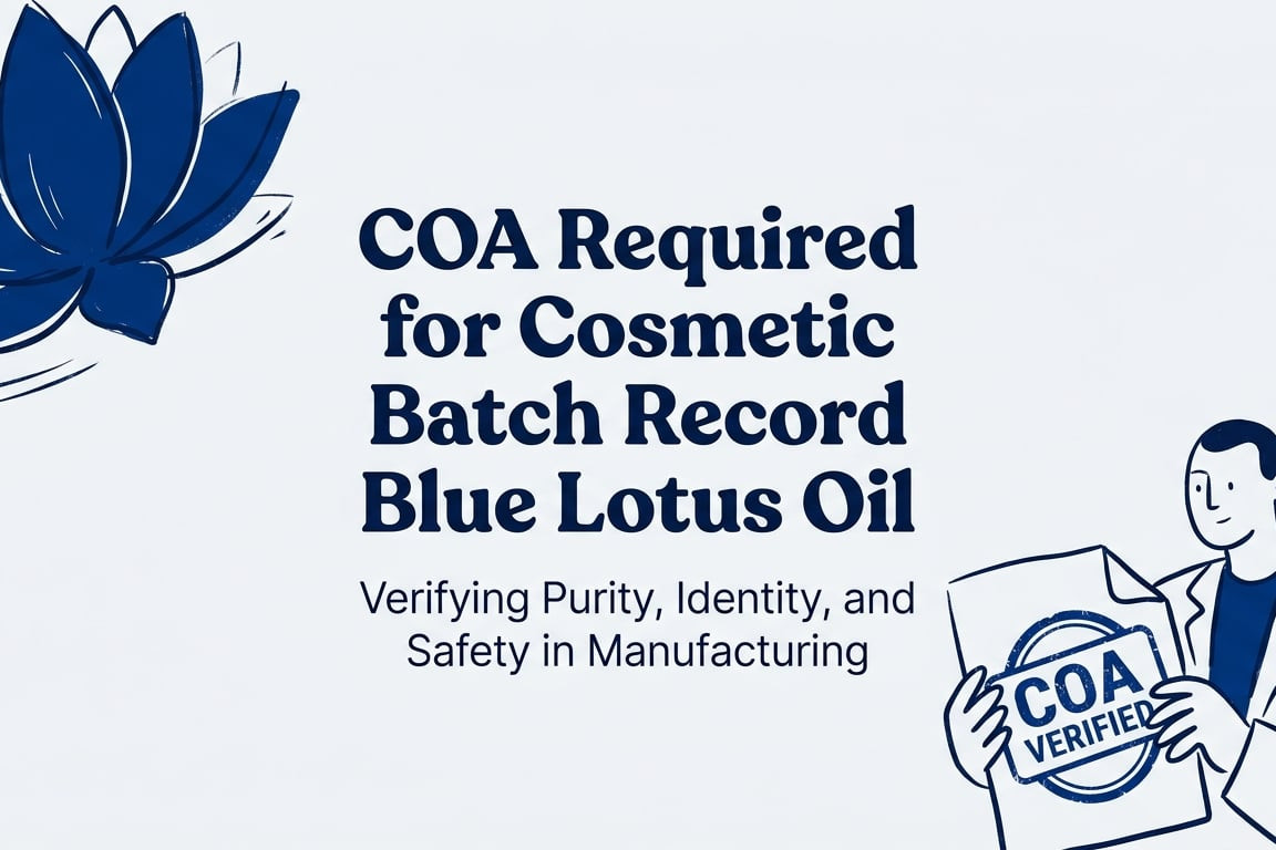 coa required for cosmetic batch record blue lotus oil